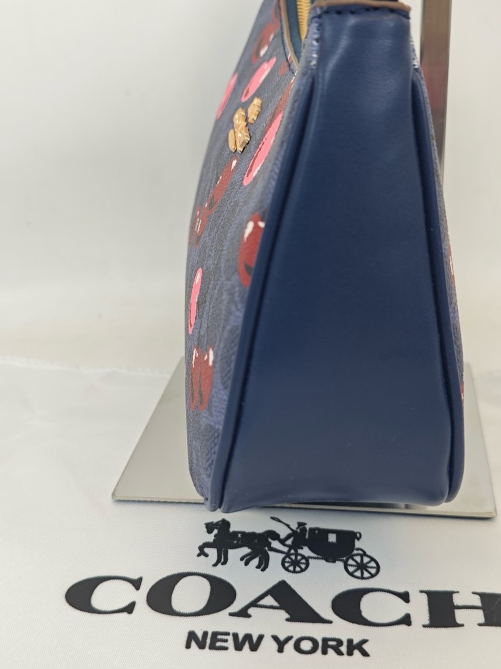 Coach Navy Cherry Print Shoulder Bag with Pink & Red Accents - Picture 8 of 12